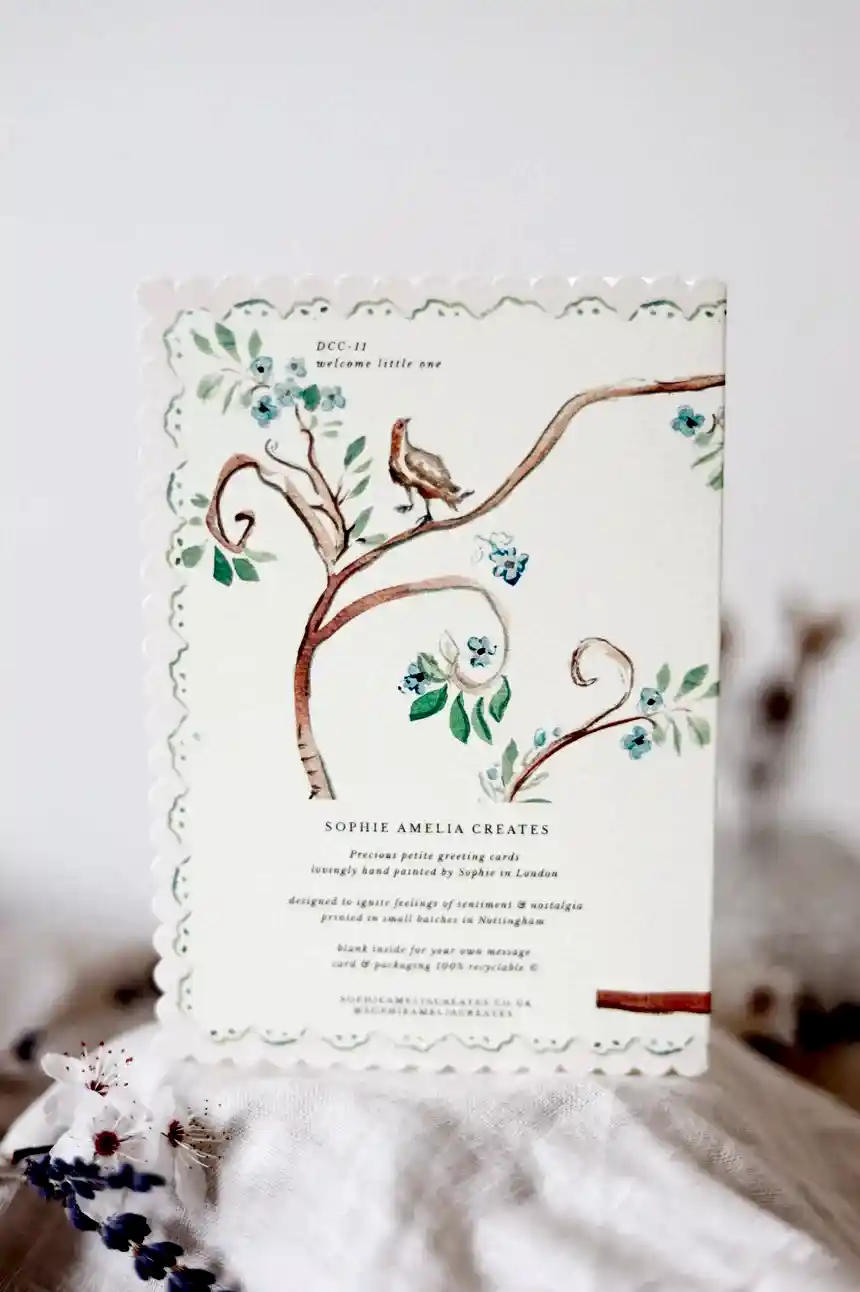 'Welcome Little One' Scalloped Greetings Card