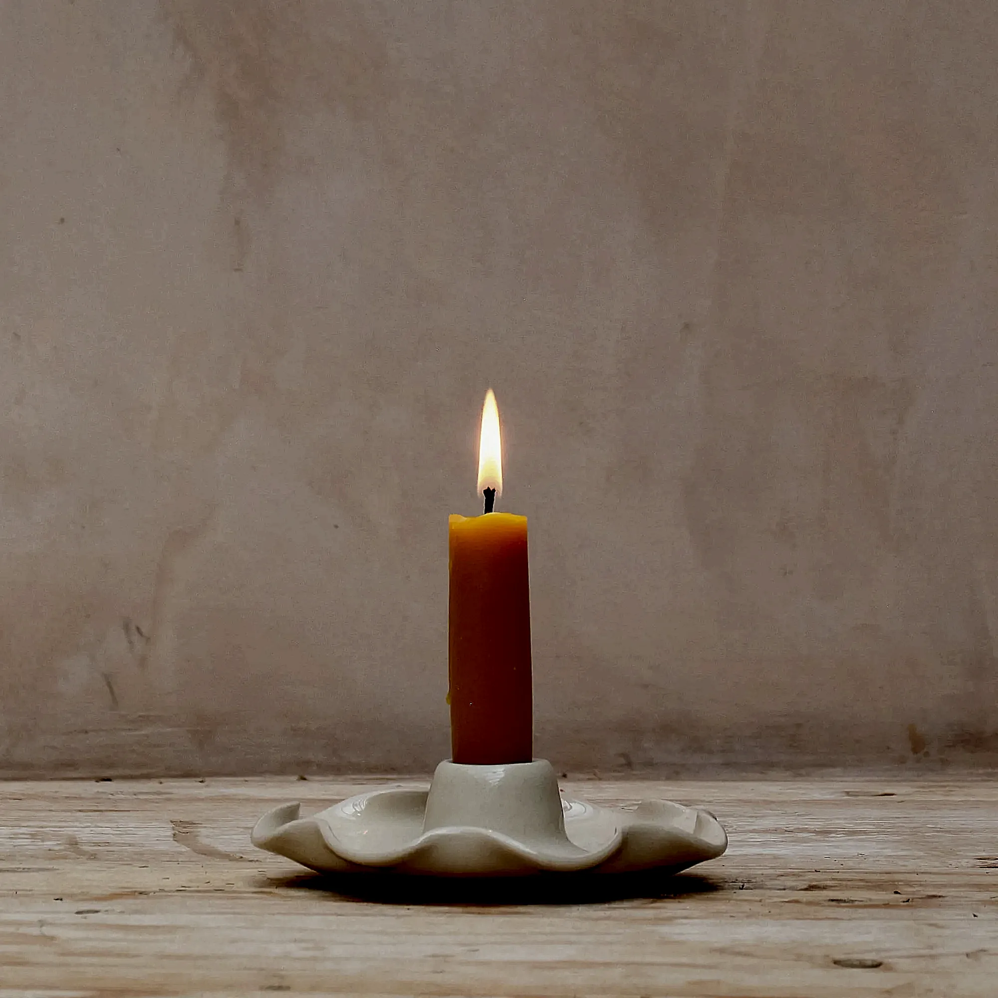 Hand Thrown Stoneware Frilly Candle Holder