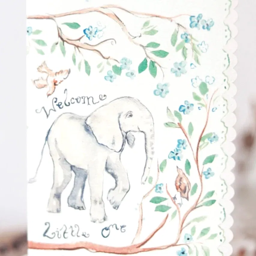 'Welcome Little One' Scalloped Greetings Card