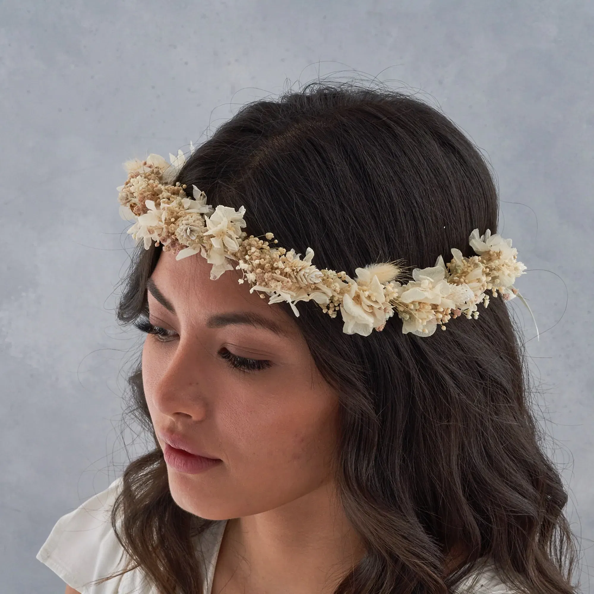 Dried flower crown : white
