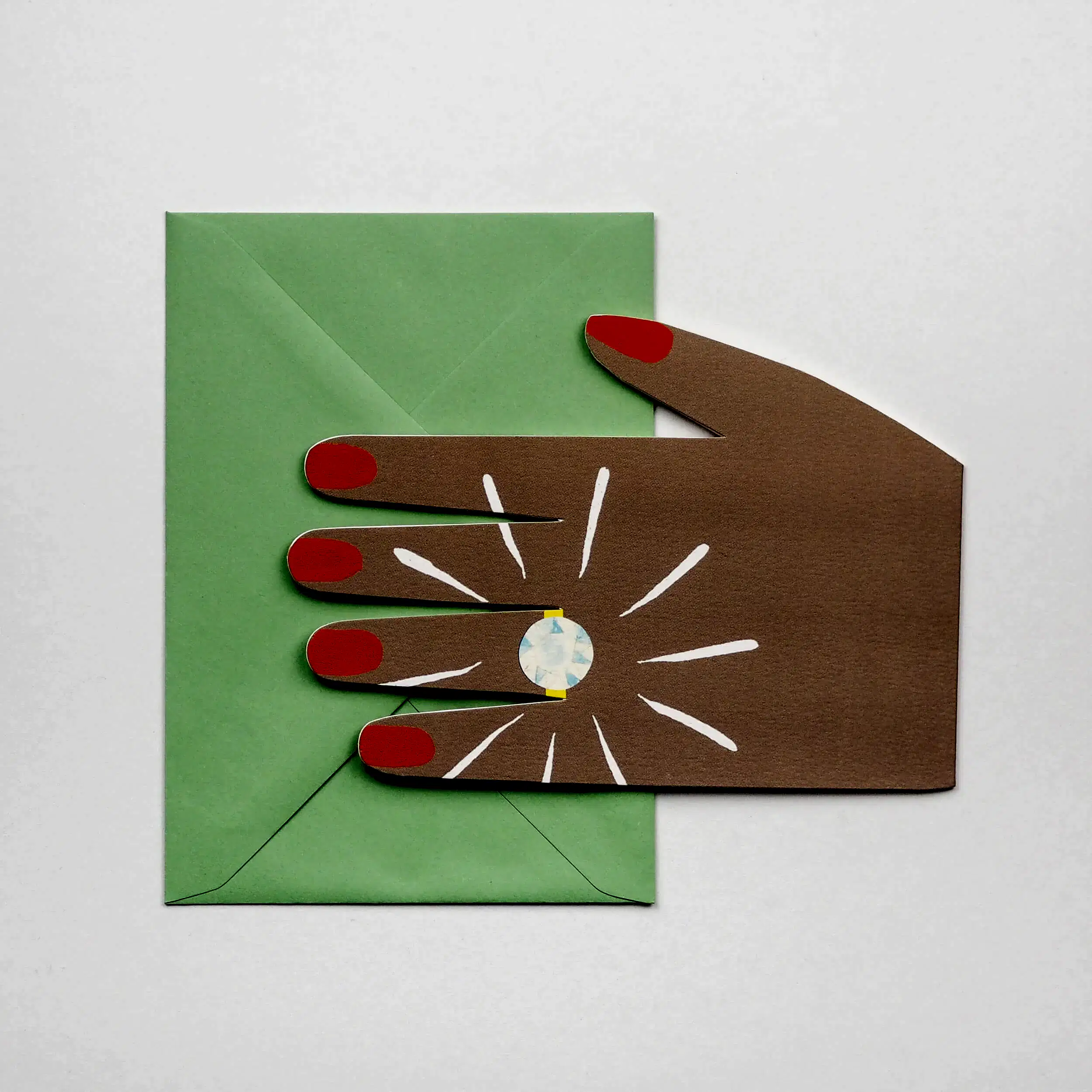 Hand With Diamond Ring Greetings Card