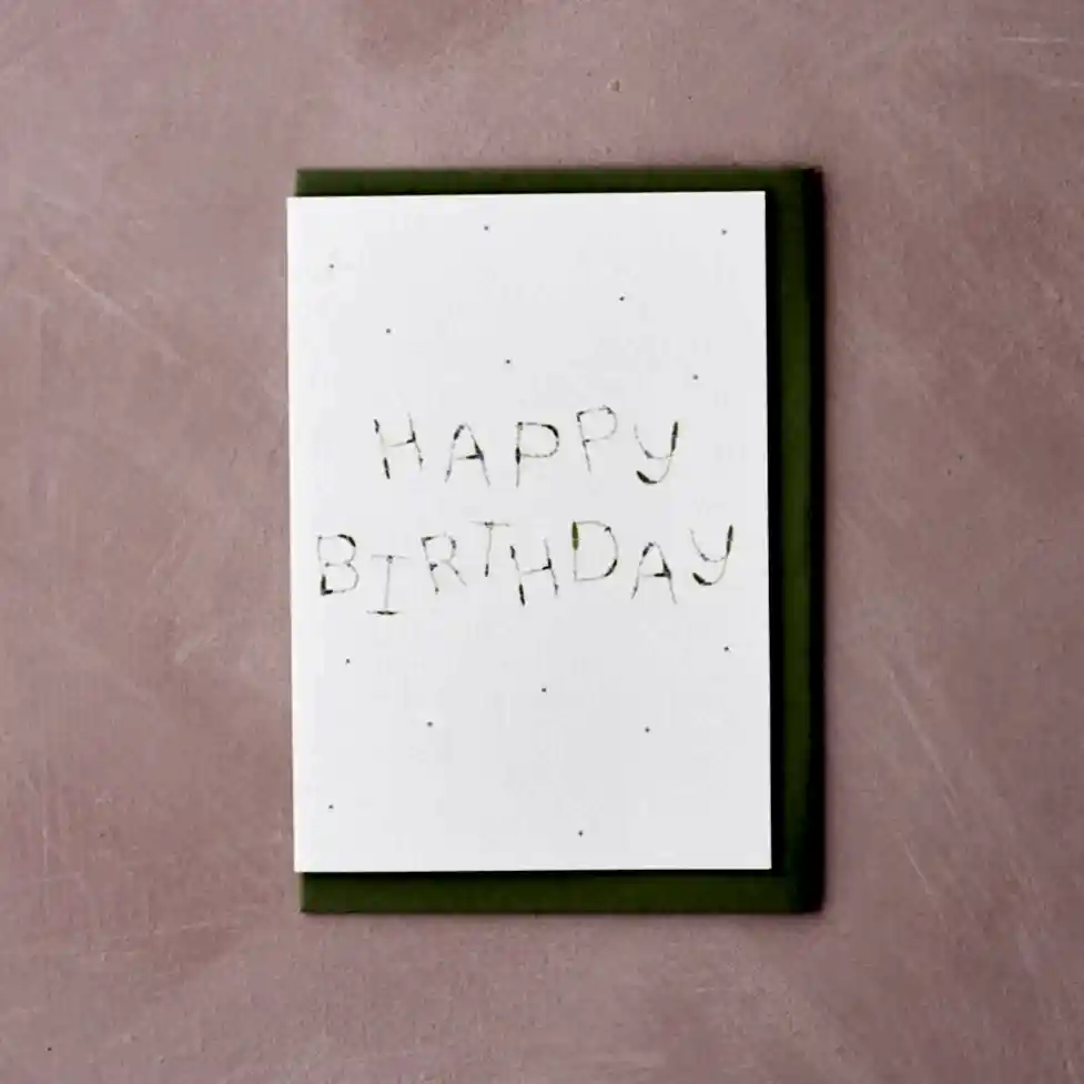 happy birthday pressed flower design card handmade by Botanique Workshop
