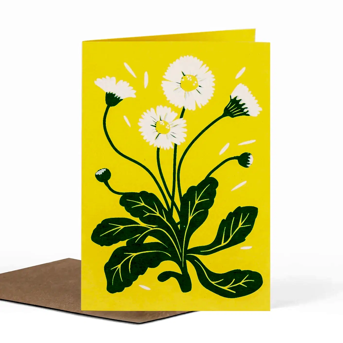 yellow daisy greeting card by Pirrip Press