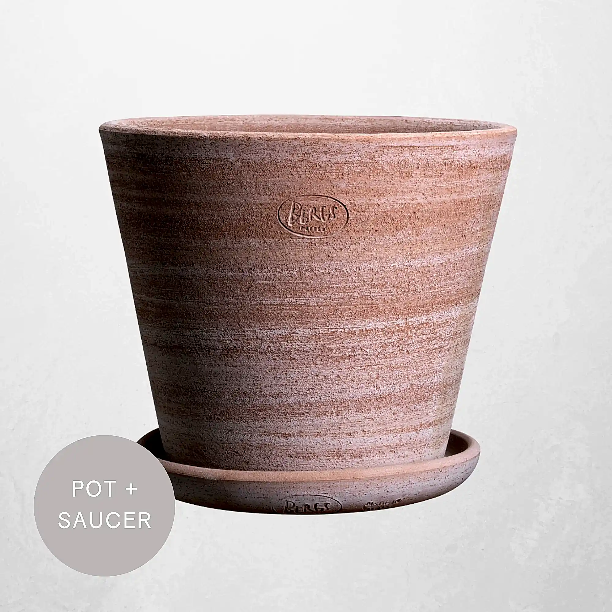 Bergs Potter Terracotta Large Set of Pot and Saucer